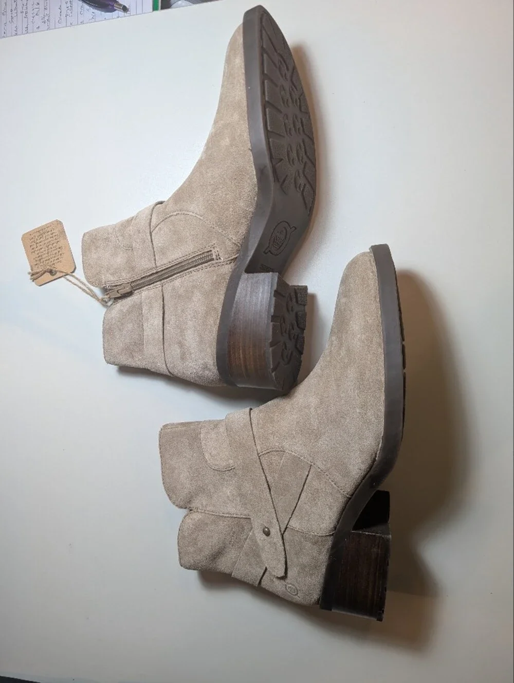 Born Taupe Suede Leather Tori Ankle Boots Size 11M NWT